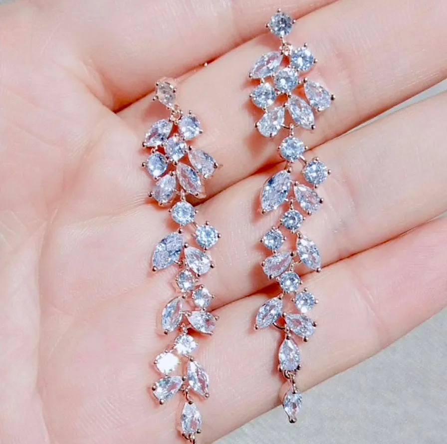 "Ameerah" - Cubic Zirconia Bridal Earrings - Available in Silver, Rose Gold and Yellow Gold
