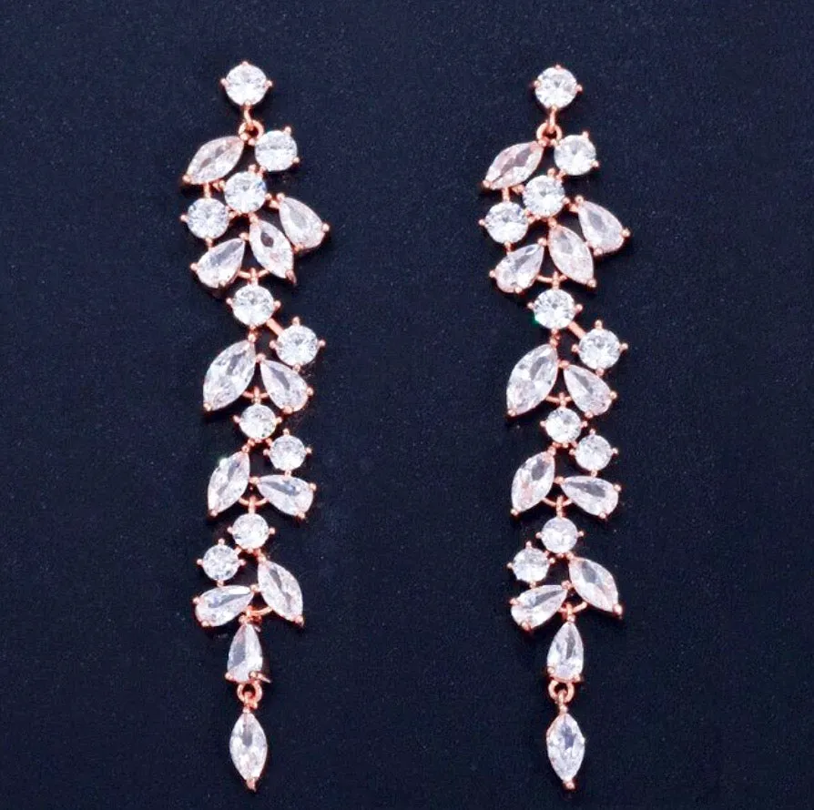 "Ameerah" - Cubic Zirconia Bridal Earrings - Available in Silver, Rose Gold and Yellow Gold