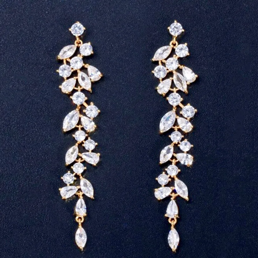 "Ameerah" - Cubic Zirconia Bridal Earrings - Available in Silver, Rose Gold and Yellow Gold