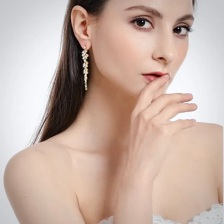 "Ameerah" - Cubic Zirconia Bridal Earrings - Available in Silver, Rose Gold and Yellow Gold