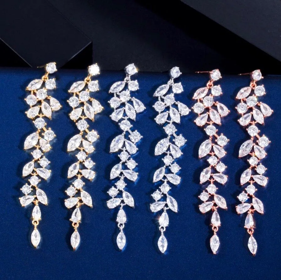 "Ameerah" - Cubic Zirconia Bridal Earrings - Available in Silver, Rose Gold and Yellow Gold