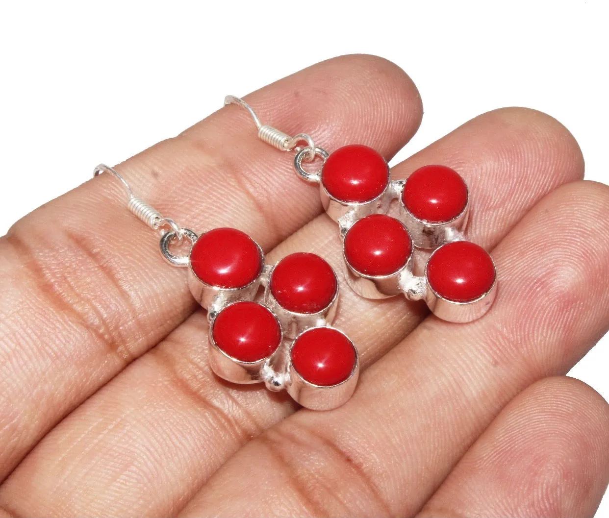 Red Coral Gemstone Earrings