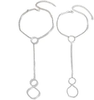 Round Circle Barefoot Sandals Anklet for Women Minimalist Rhinestone Statement Cubic Zirconia Toe Ring Anklets Beach Wedding Foot Chain Jewelry