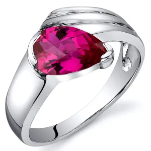 Ruby Pear Shape Sterling Silver Ring Size 9