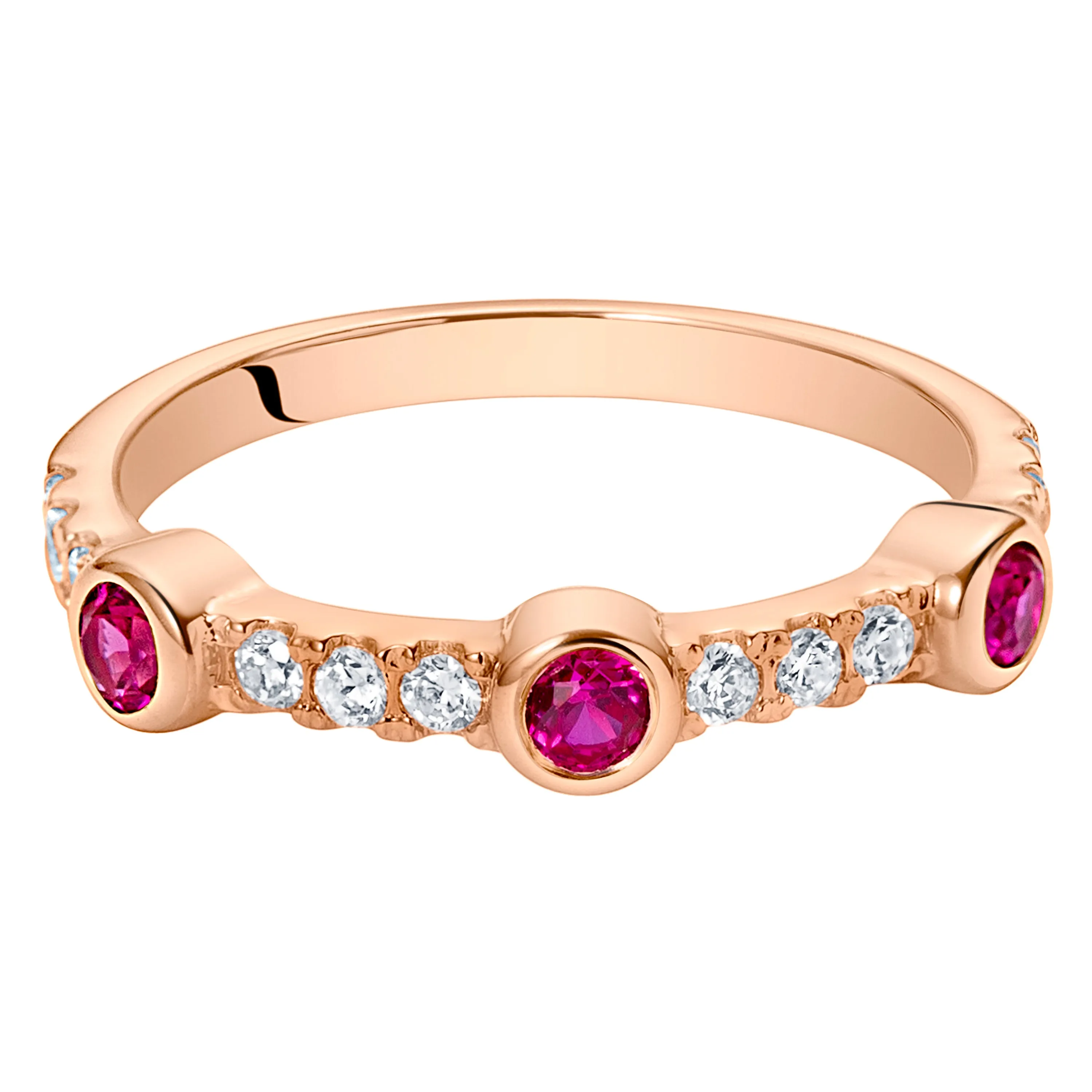 Ruby Round Cut Sterling Silver Ring Size 9