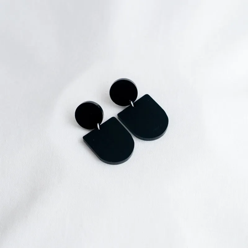 Silver 14 Black Earrings