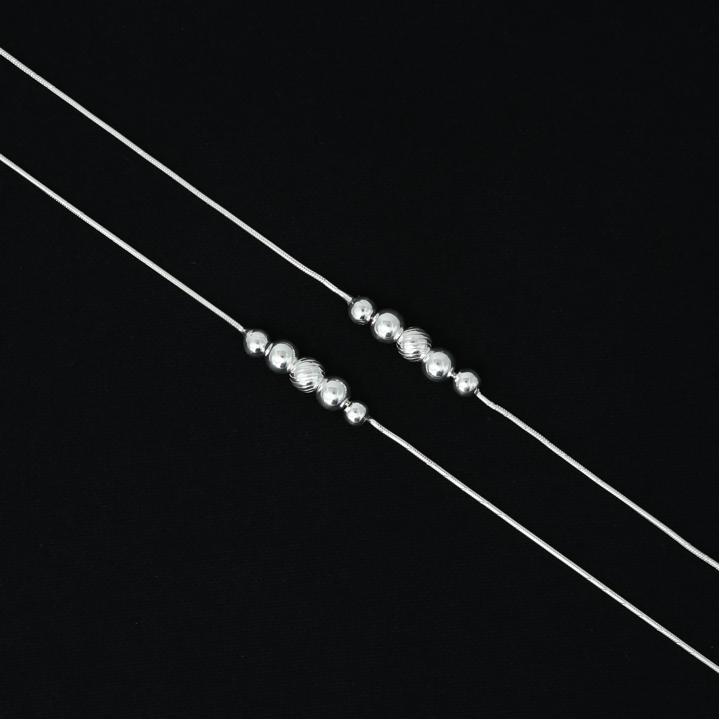 Silver Center Silver Beads Payal for Girls