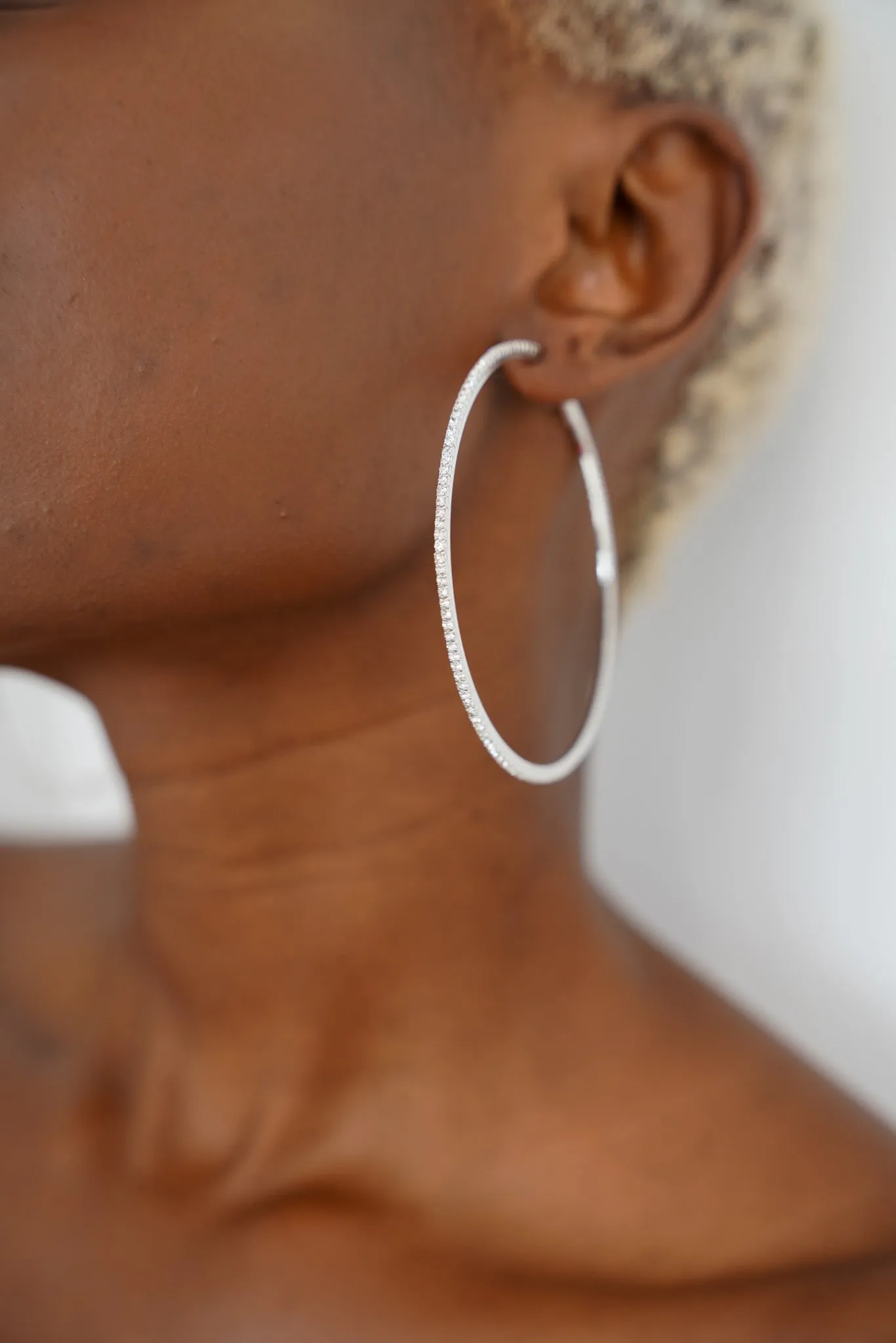 Silver Diamante Hoops