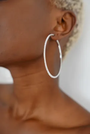 Silver Diamante Hoops
