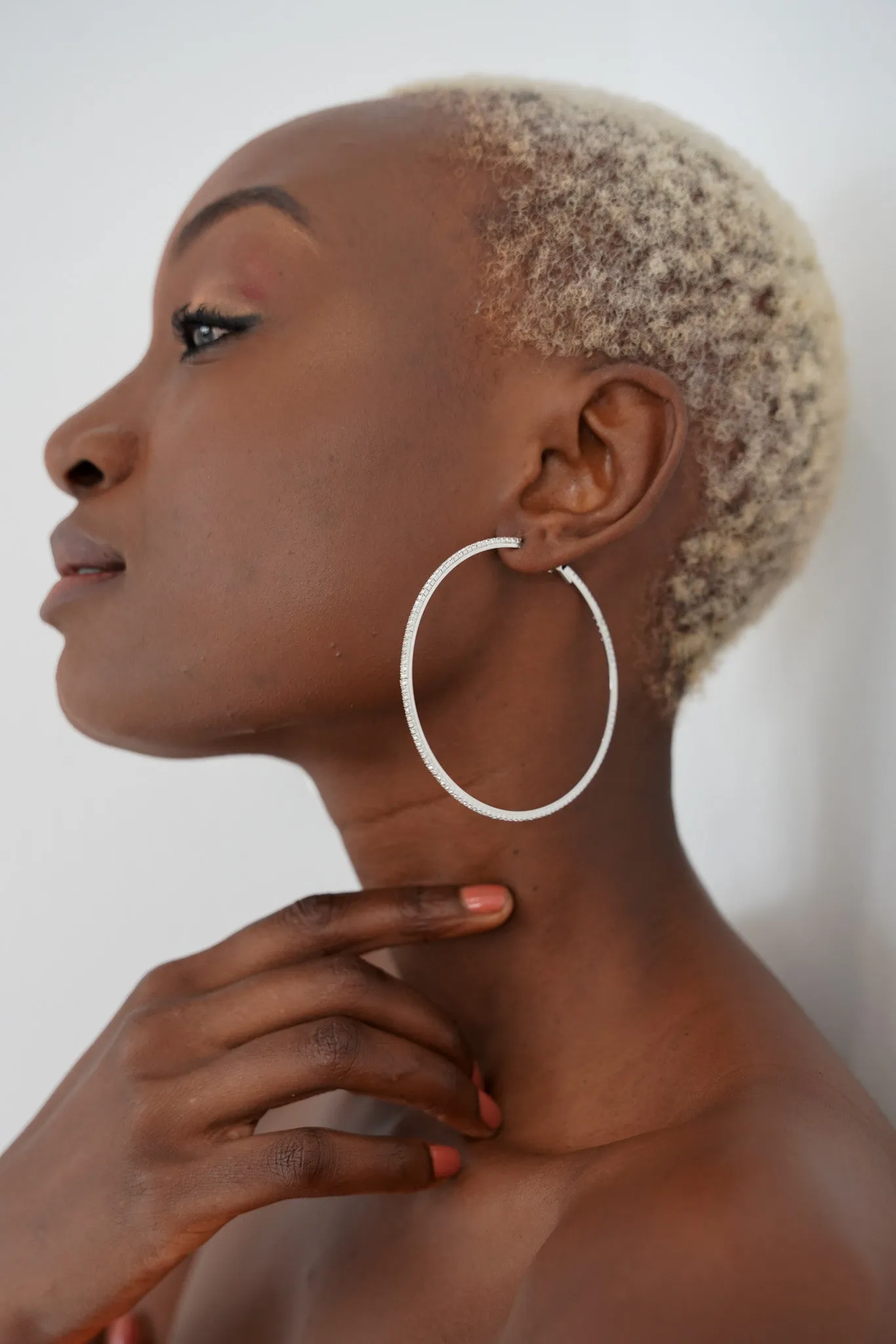 Silver Diamante Hoops