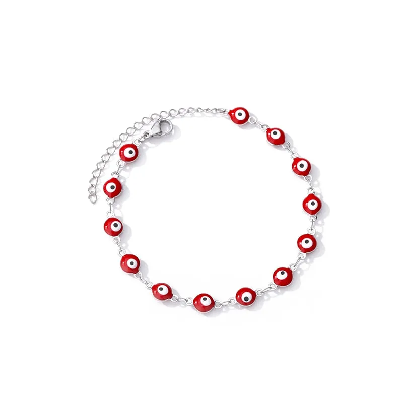 Stainless Steel Evil Eye Anklets Enamel Round Leg Chain Blue Evil Eye Anklets Bracelet
