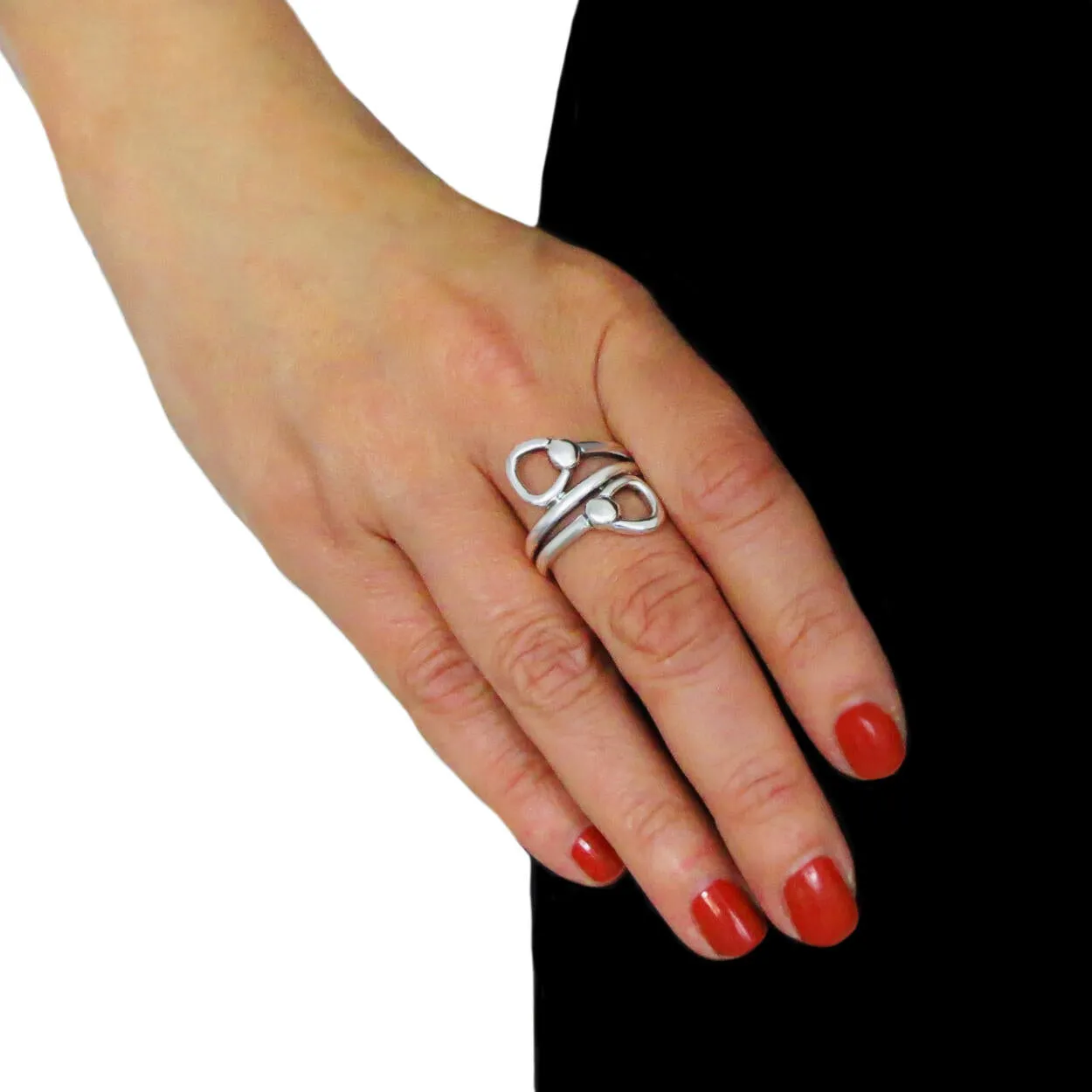 Sterling Silver Horse Snaffle Ring Size N