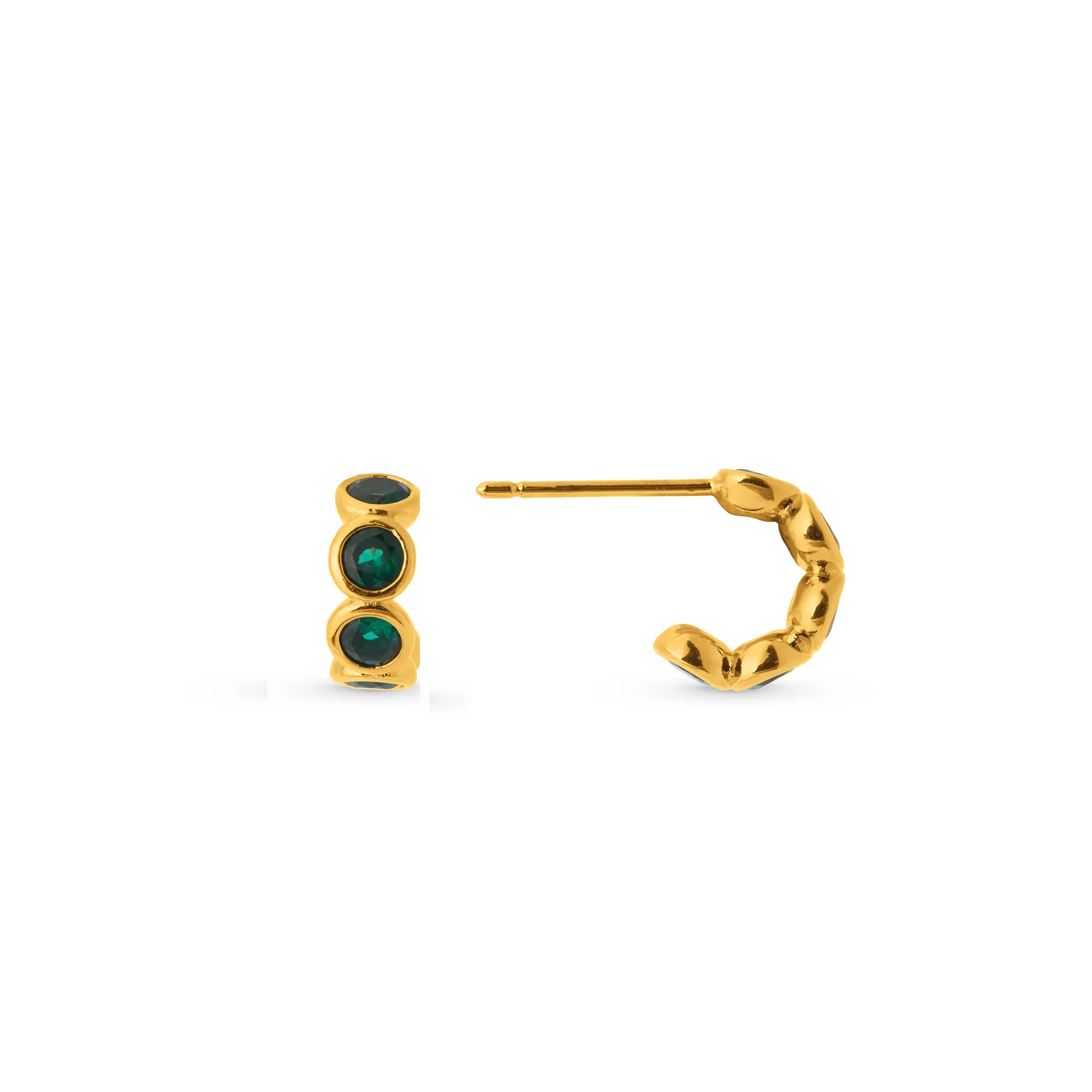 Tennis Huggie Hoop Earrings - Emerald
