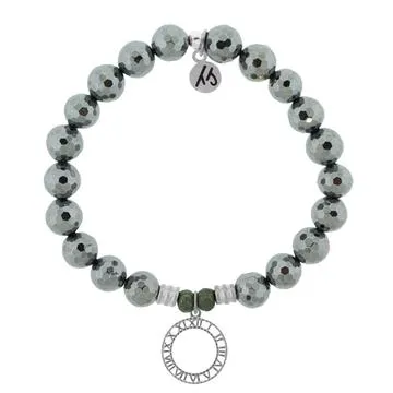 Terahertz Stone Bracelet with Timeless Sterling Silver Charm