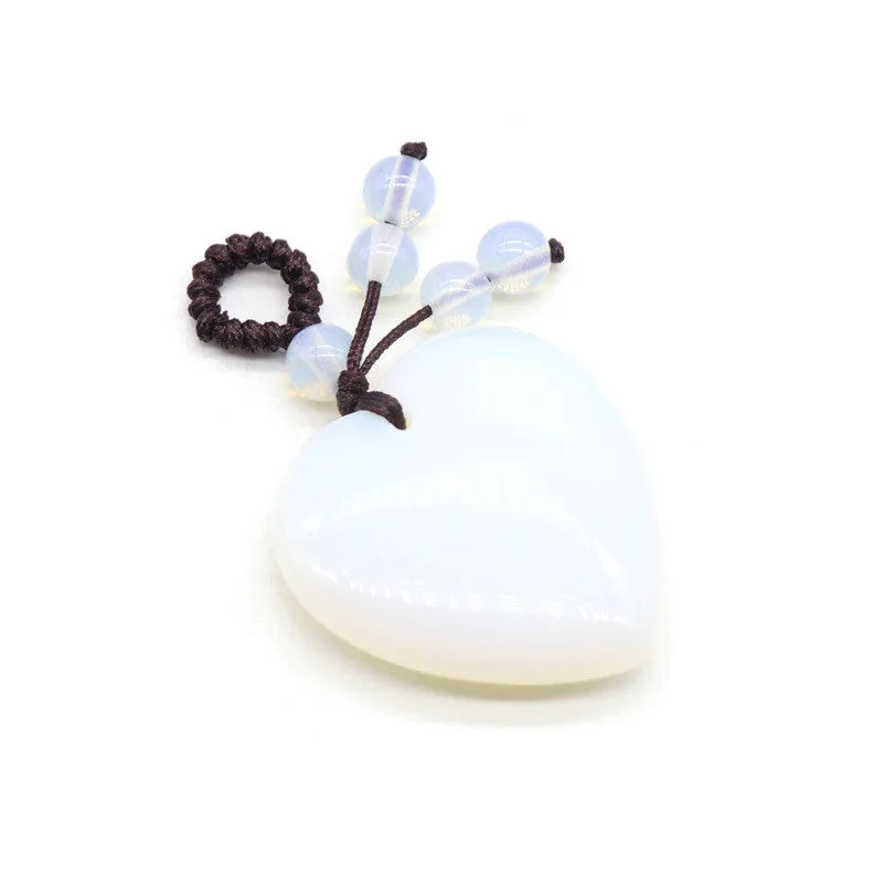 Various natural stone heart pendants