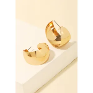 Wide Rounded Metallic Hoop Earrings: G