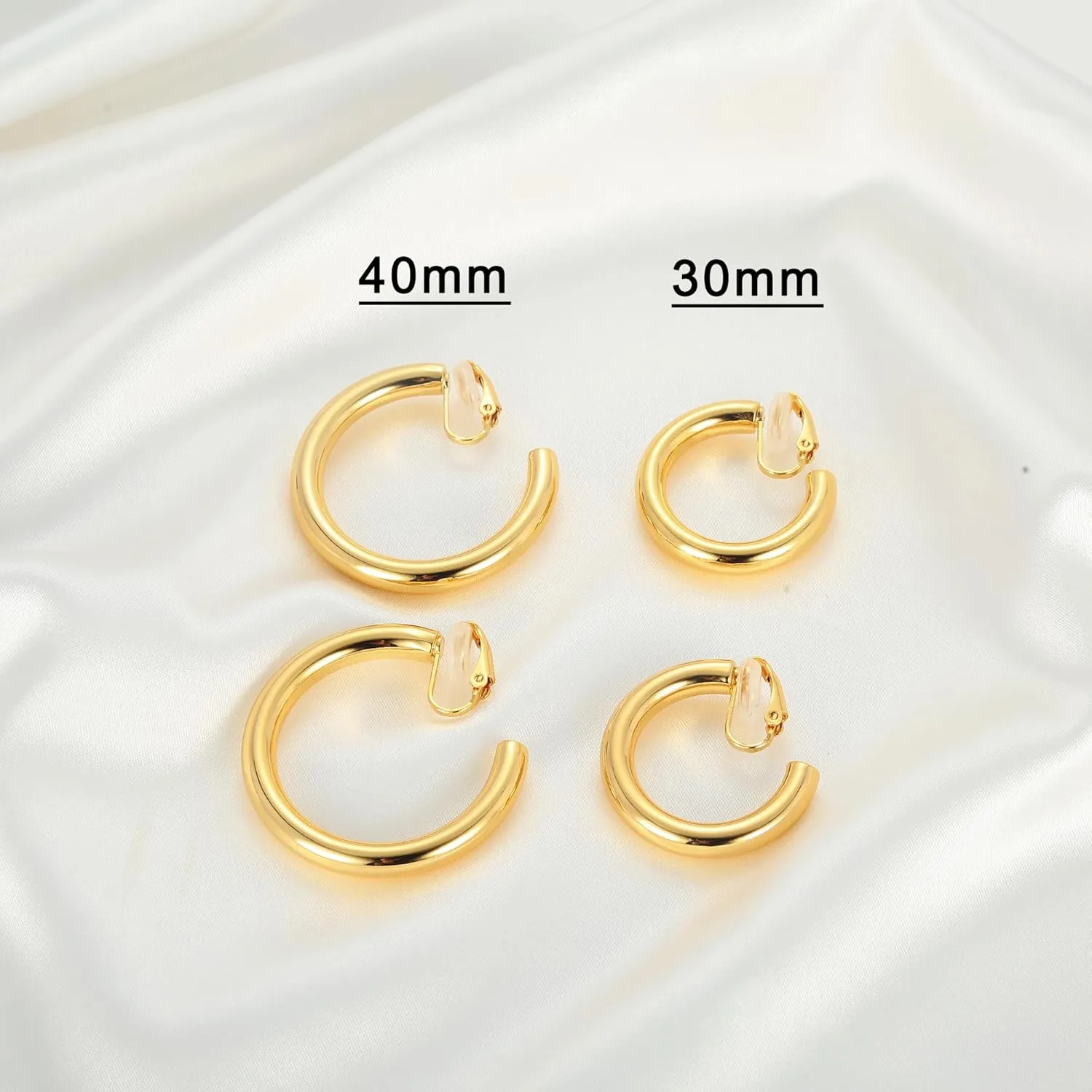 WOWORAMA Gold Clip On Hoop Earrings for Women - Classic Large Chunky Hoops - Non Pierced Minimalistic Clip Earrings